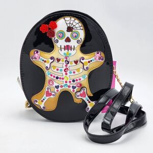 Betsey Johnson Gingerbread Bones Christmas Halloween Kitsch Crossbody Bag NWT